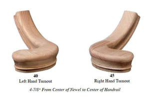 Right Hand 4 - 7/8" Turnout Fitting for 6210 Handrail (7245) - Stair Parts USA