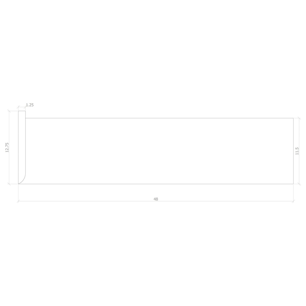 Right Hand Return 1" x 11 - 1/2" Stair Tread (1200RH) - Stair Parts USA