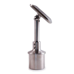 Round 1 - 2/3" Handrail Support For round newel (1 2/3") Dia., Pivotable, Adjustable in Height Satinized (E500 - 424) - Stair Parts USA