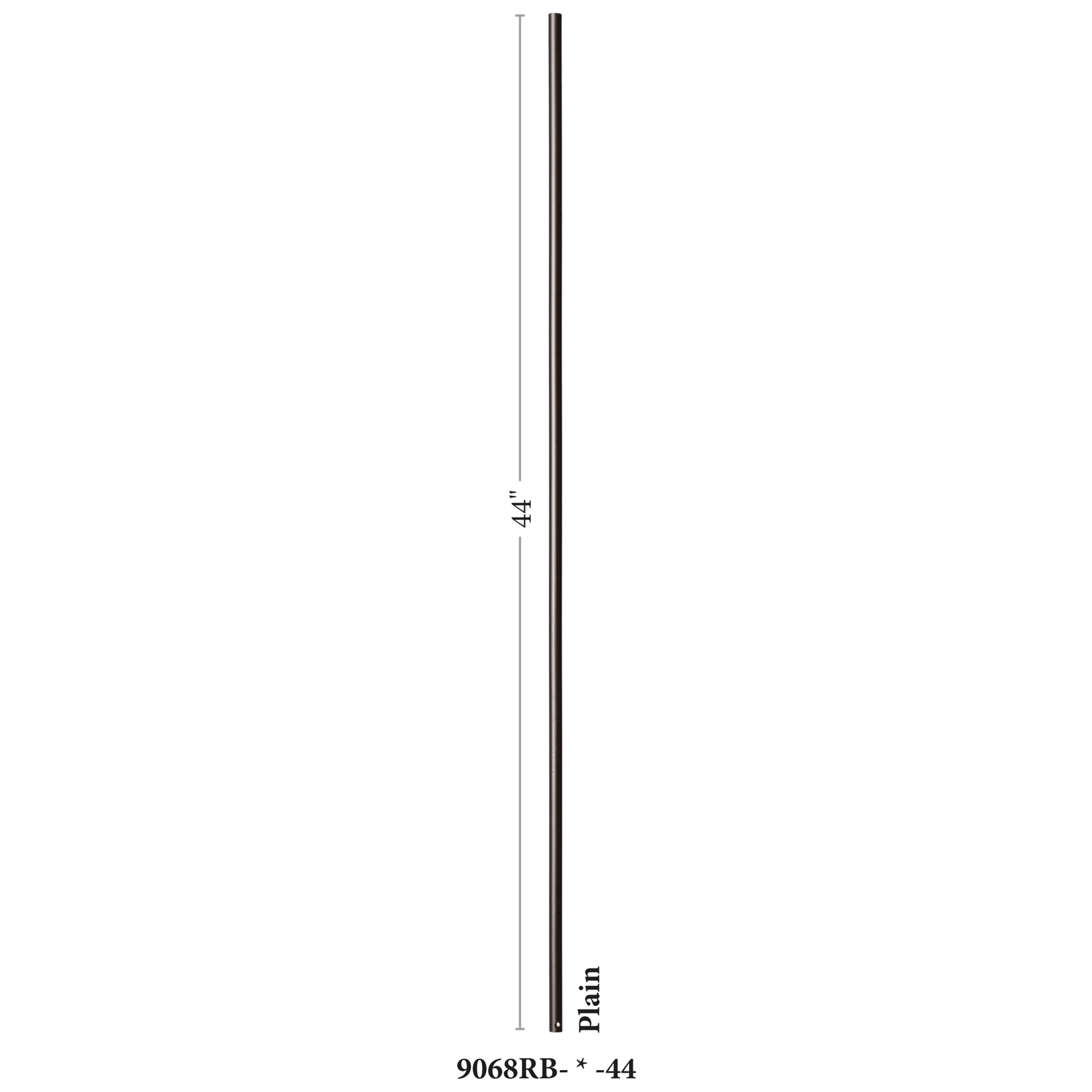 Round Series 9/16" Dia. x 44"H Hollow Iron Baluster (9068RB) - Stair Parts USA