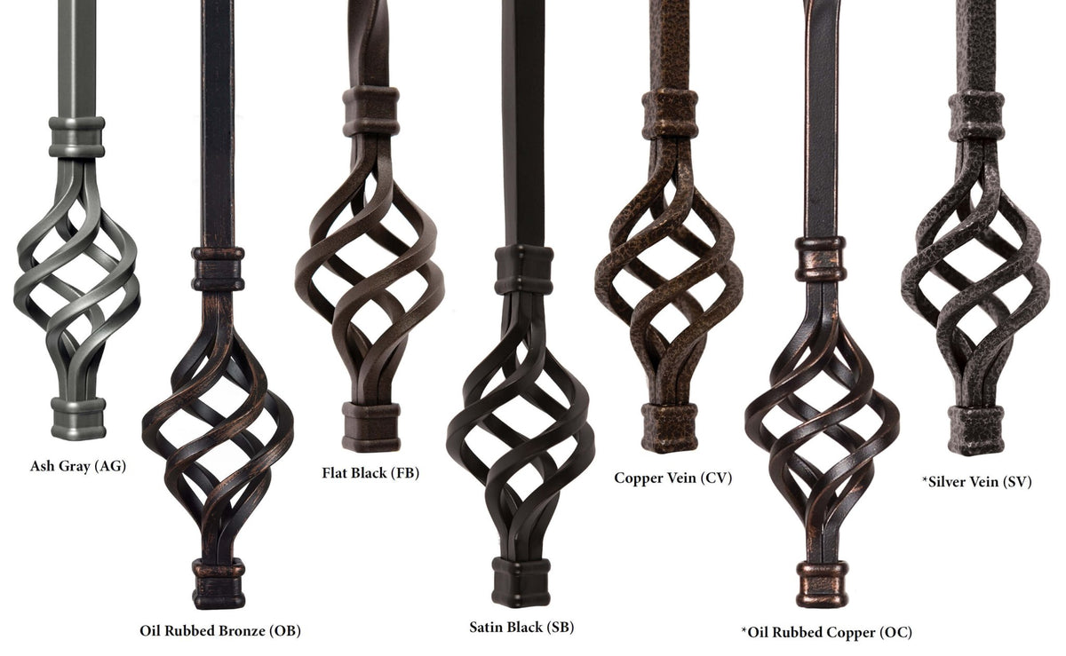Scroll Series 1/2" Square x 44"H - 7" x 24" Scroll Hollow Iron Baluster (9009) - Stair Parts USA