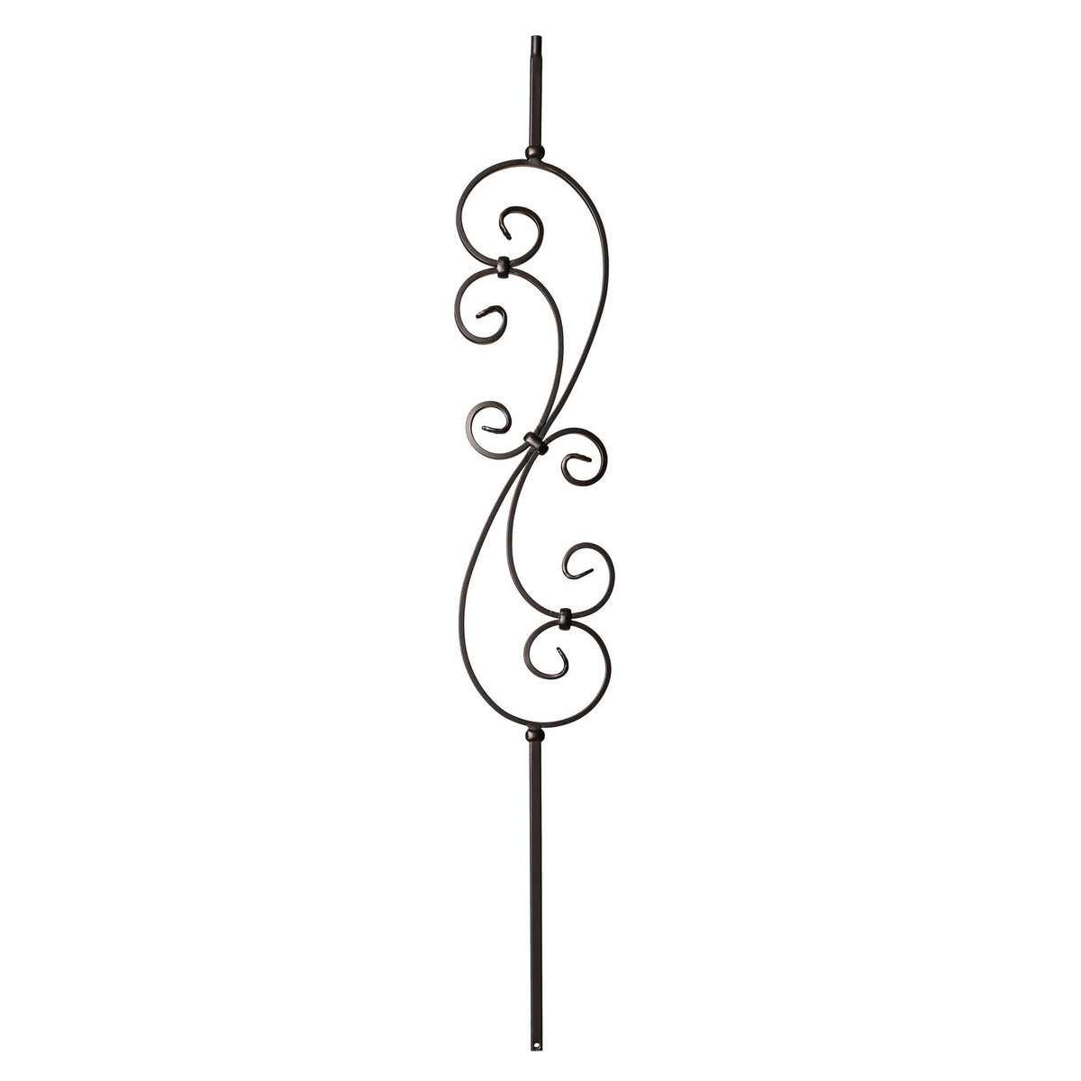 Scroll Series 1/2" Square x 44"H - 7" x 24" Scroll Hollow Iron Baluster (9009) - Stair Parts USA