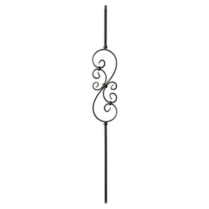 Scroll Series 1/2" Square x 44"H Small S Scroll (5 - 3/8" x 16") Hollow Iron Baluster (9008) - Stair Parts USA