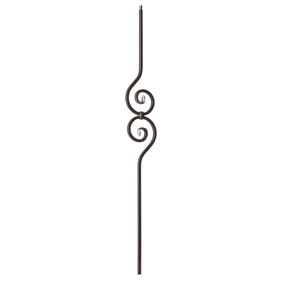 Scroll Series 1/2" Square x 44"H Spiral Scroll (5"W x 14 - 1/2"H) Hollow Iron Baluster (9090) - Stair Parts USA