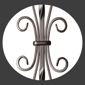 Scroll Series 1/2" Square x (5 - 3/16"W x 24"H) x 44"H French Scroll Hollow Iron Baluster (9055SS) - Stair Parts USA