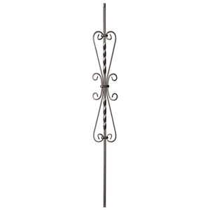 Scroll Series 1/2" Square x (5 - 3/16"W x 24"H) x 44"H French Scroll Hollow Iron Baluster (9055SS) - Stair Parts USA