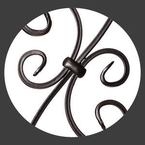 Scroll Series 1/2" Square x (5 - 3/8"W x 24"H) x 44"H Thin (1/4") Scroll Hollow Iron Baluster (9081) - Stair Parts USA