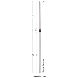 Shape Series 1/2" Square x 44"H Single Knuckle Hollow Iron Baluster (9006)
