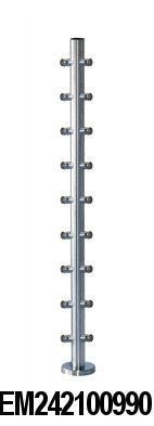 Stainless Steel 1 2/3" Corner Newel Post w/ Installed Mounting Plate and Flange Canopy - Stair Parts USA