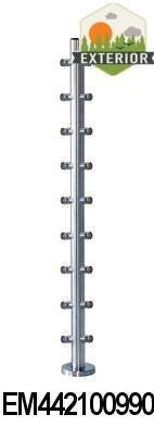Stainless Steel 1 2/3" Corner Newel Post w/ Installed Mounting Plate and Flange Canopy - Stair Parts USA