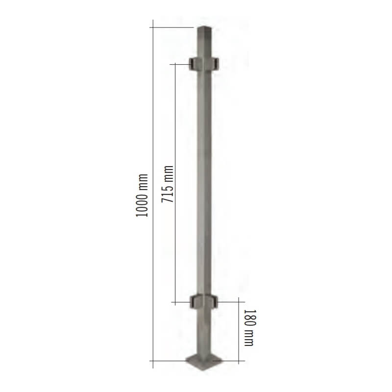 Stainless Steel 1 - 9/16" Square 90 - Degree Corner Glass Clamp Newel Post (EQ64004P90) - Stair Parts USA