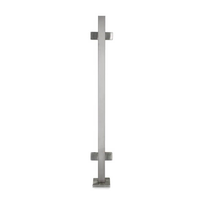 Stainless Steel 1 - 9/16" Square Double Side Glass Clamp Newel Post (EQ64004P) - Stair Parts USA