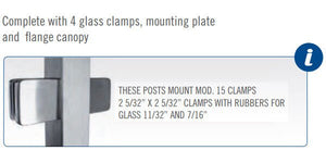 Stainless Steel 1 - 9/16" Square Double Side Glass Clamp Newel Post (EQ64004P) - Stair Parts USA