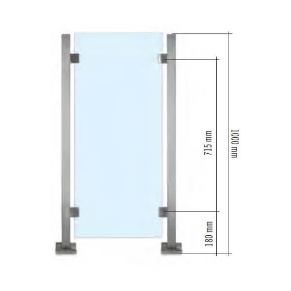 Stainless Steel 1 - 9/16" Square Glass Clamp Newel Post (EQ64002P) - Stair Parts USA