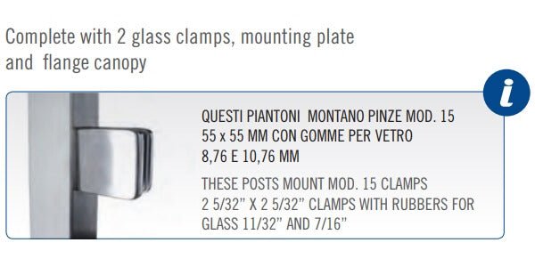 Stainless Steel 1 - 9/16" Square Glass Clamp Newel Post (EQ64002P) - Stair Parts USA