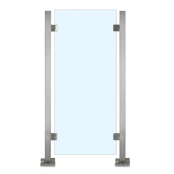 Stainless Steel 1 - 9/16" Square Glass Clamp Newel Post (EQ64002P) - Stair Parts USA