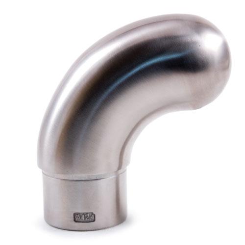 Stainless Steel 90 Degree End Cap with Decorative Bend Fitting for 1 - 2/3" Stainless Steel Handrail (E481) - Stair Parts USA