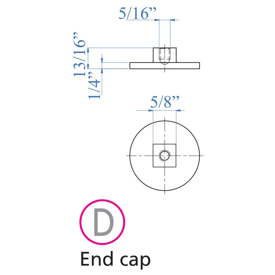 Stainless Steel End Cap for Floating Steps and 1 - 2/3" Round Stainless Steel Tube (ES33020) - Stair Parts USA