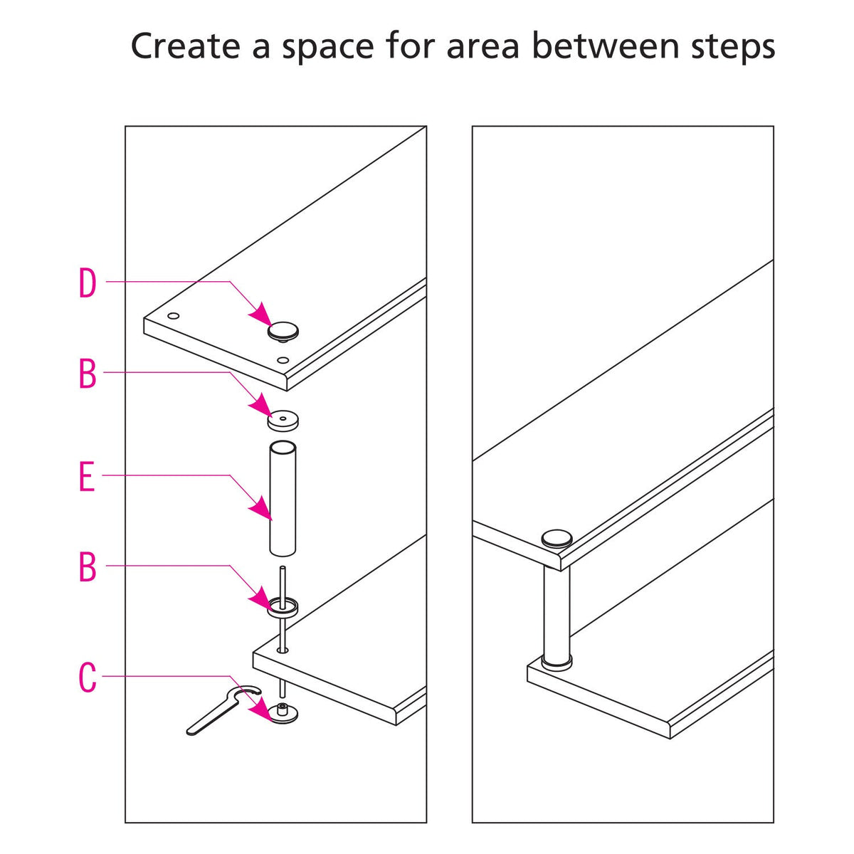 Stainless Steel End Cap for Floating Steps and 1 - 2/3" Round Stainless Steel Tube (ES33020) - Stair Parts USA