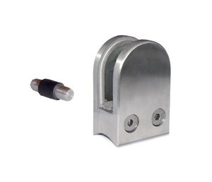 Stainless Steel Glass Clamp 1 - 3/4 X 2 - 31/64 X 1 - 3/32 for 1 - 2/3 Round Newel Post (E11204200) - Stair Parts USA
