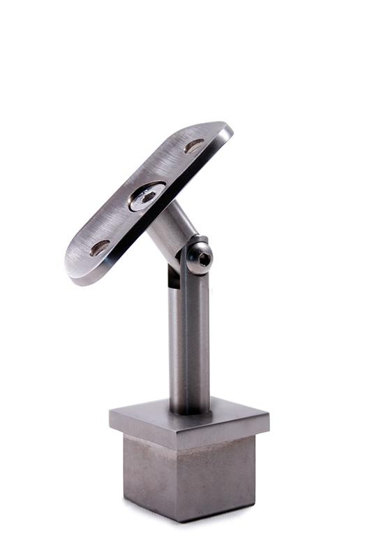 Stainless Steel Handrail Support 2 - 61/64" Dia. x 1 - 2/3" Dia., Pivotable, for Square Tube 1 - 9/16" Dia. - Stair Parts USA