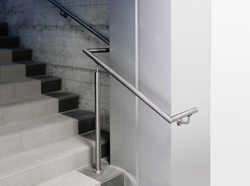 Stainless Steel Handrail Support / 3 - 9/32" x 3 - 13/32" and 3/4" dia. Includes Flange Canopy, and Mounting Plate for Tube 1 1/3" to 1 2/3" Dia. (E022 - S) - Stair Parts USA