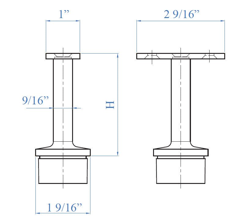 Stainless Steel Handrail Support for 1 - 14/25" Square Tube - Flat (E037310) - Stair Parts USA