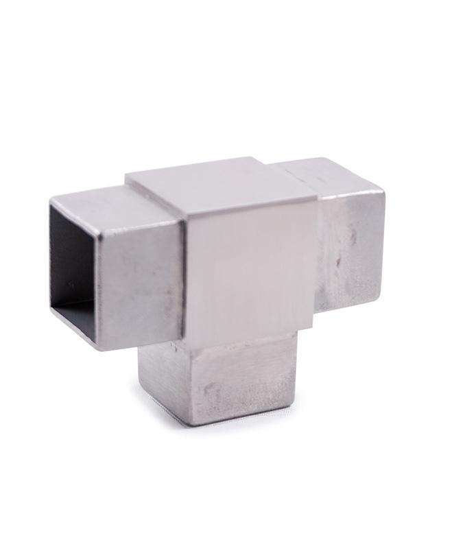 Stainless Steel T Fitting for Square Tube 1 - 9/16" (E4733) - Stair Parts USA