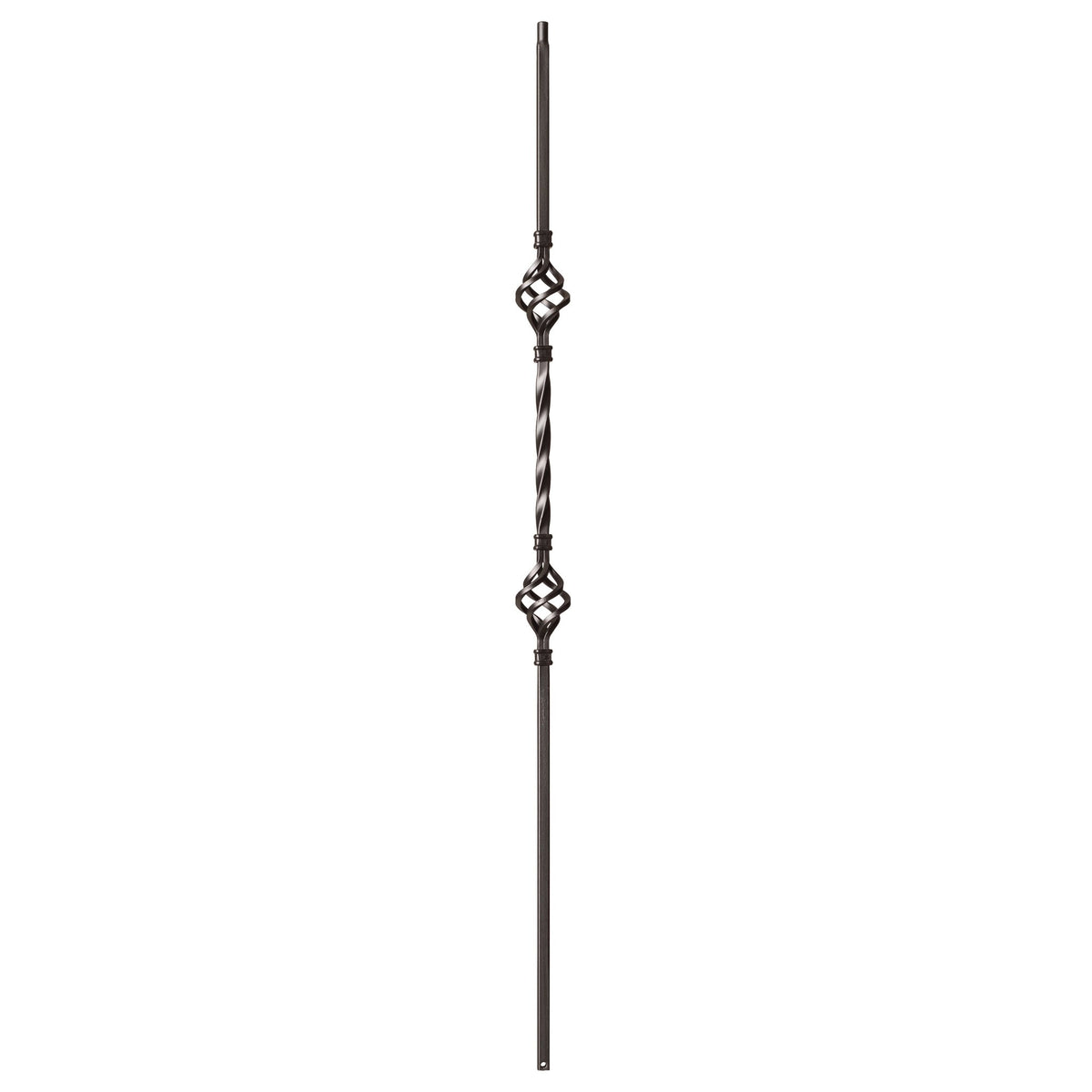 Twist Series 1/2" Square x 44"H Double Basket Single Twist Hollow Iron Baluster (9004)