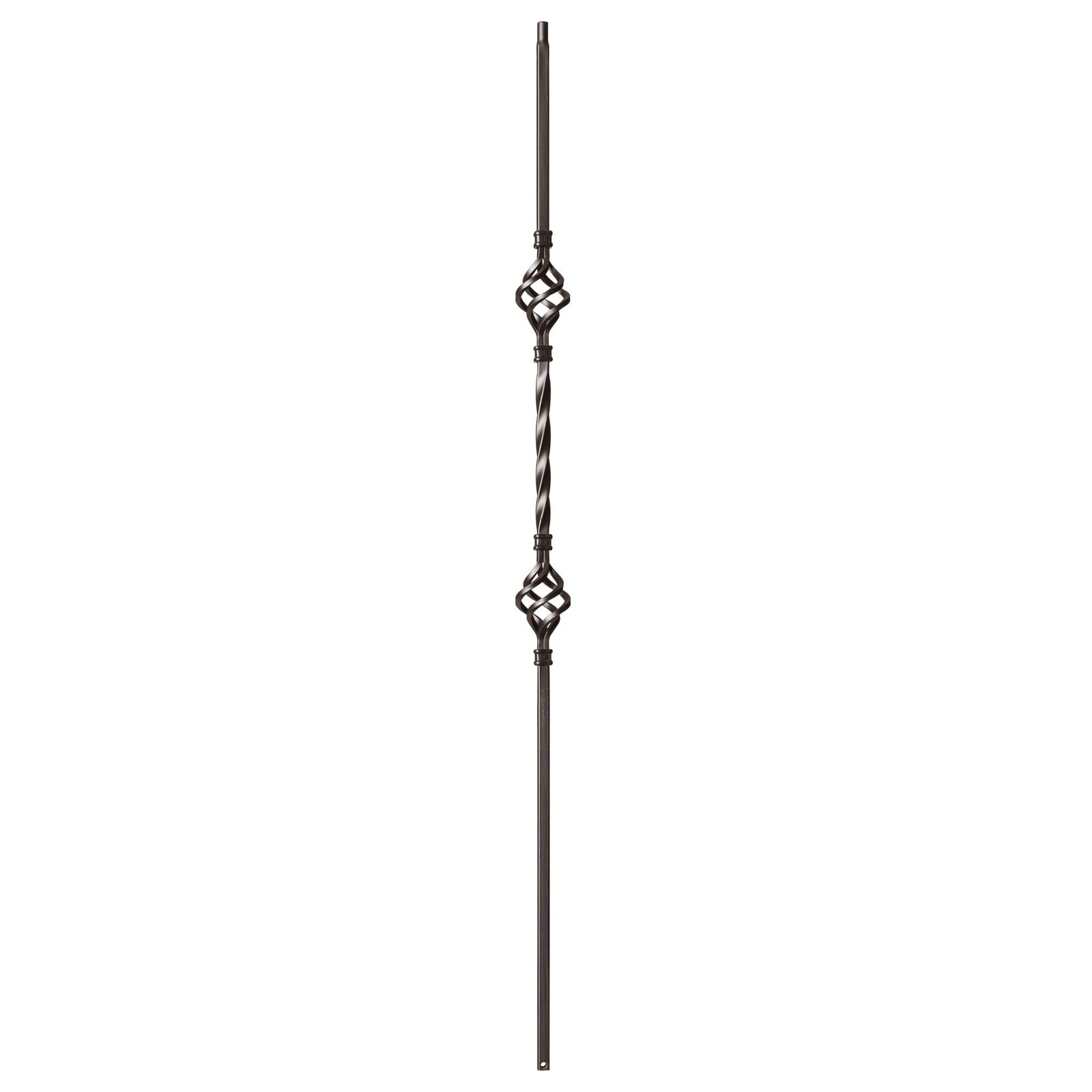 Twist Series 1/2" Square x 44"H Double Basket Single Twist Hollow Iron Baluster (9004)