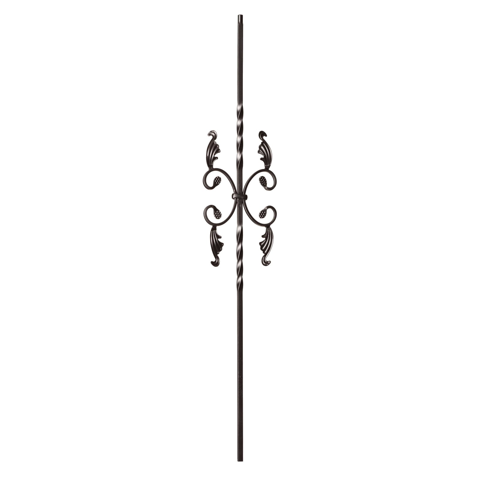 Twist Series 1/2" Square x 44"H / Double Twist with Leaves / Hollow Iron Baluster (9005) - Stair Parts USA