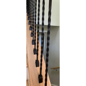 Twist Series 1/2" Square x 44"H Long 22" Twist Hollow Iron Baluster (9080) - Stair Parts USA