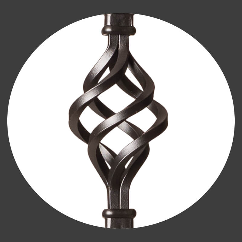 Twist Series 1/2" Square x 44"H Single Basket, Double Twist Hollow Iron Baluster (9003) - Stair Parts USA