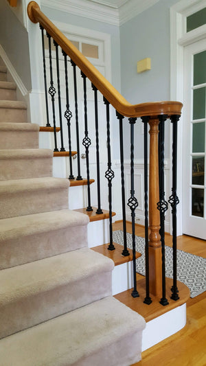 Twist Series 1/2" Square x 44"H Single Basket, Double Twist Hollow Iron Baluster (9003) - Stair Parts USA