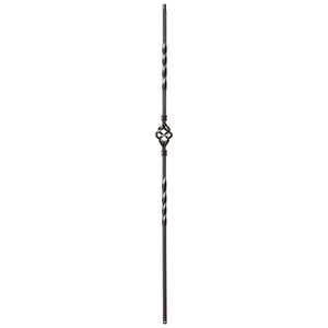 Twist Series 1/2" Square x 44"H Single Basket, Double Twist Hollow Iron Baluster (9003) - Stair Parts USA