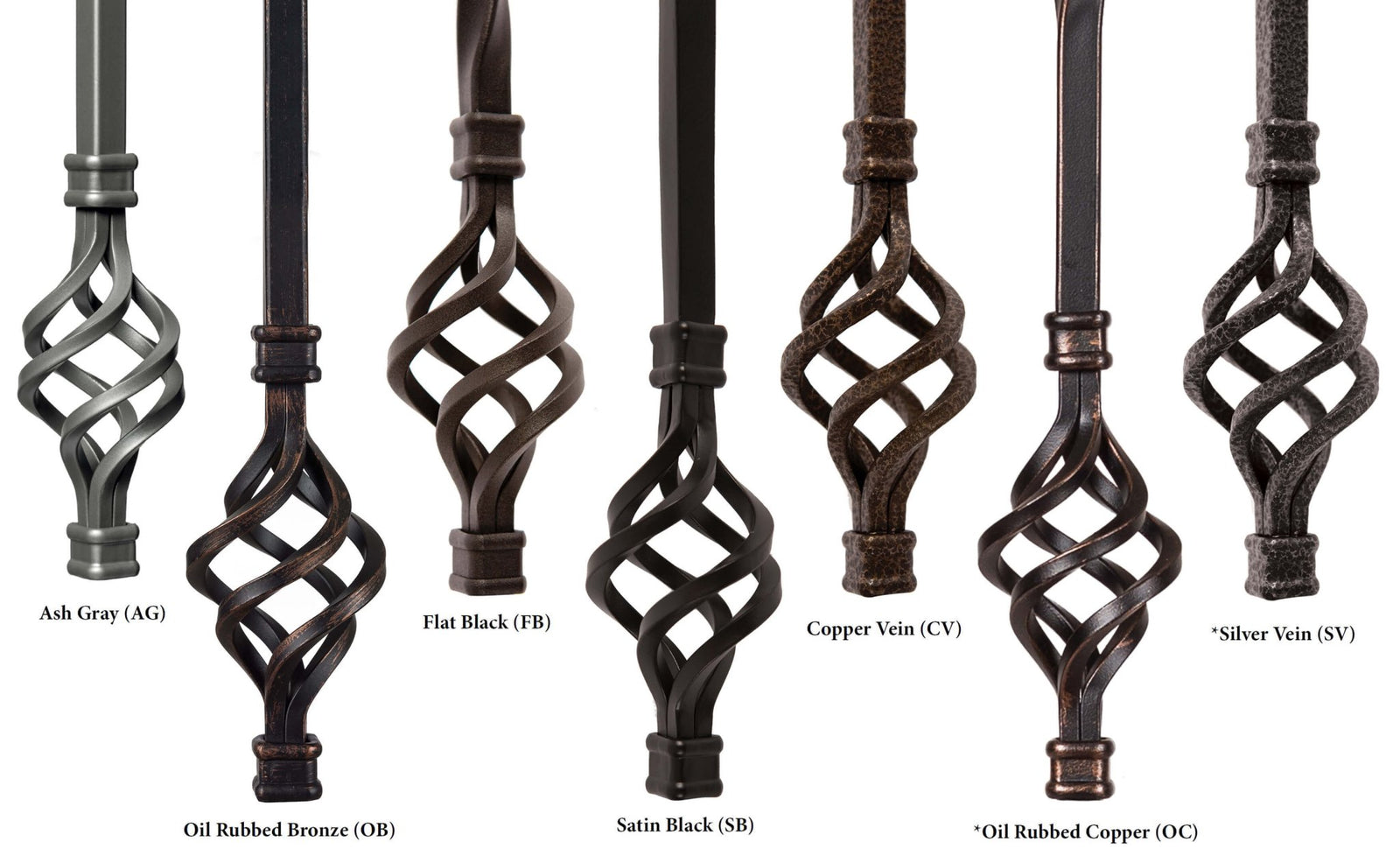Twist Series 1/2" Square x 44"H Single Basket, Double Twist Hollow Iron Baluster (9003) - Stair Parts USA
