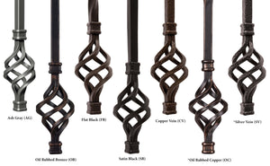 Twist Series 1/2" Square x 44"H Single Basket, Double Twist Hollow Iron Baluster (9003) - Stair Parts USA