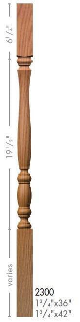 Utah 1-3/4" 2300 Elegant Rise Square Top Baluster (Plain or Fluted)