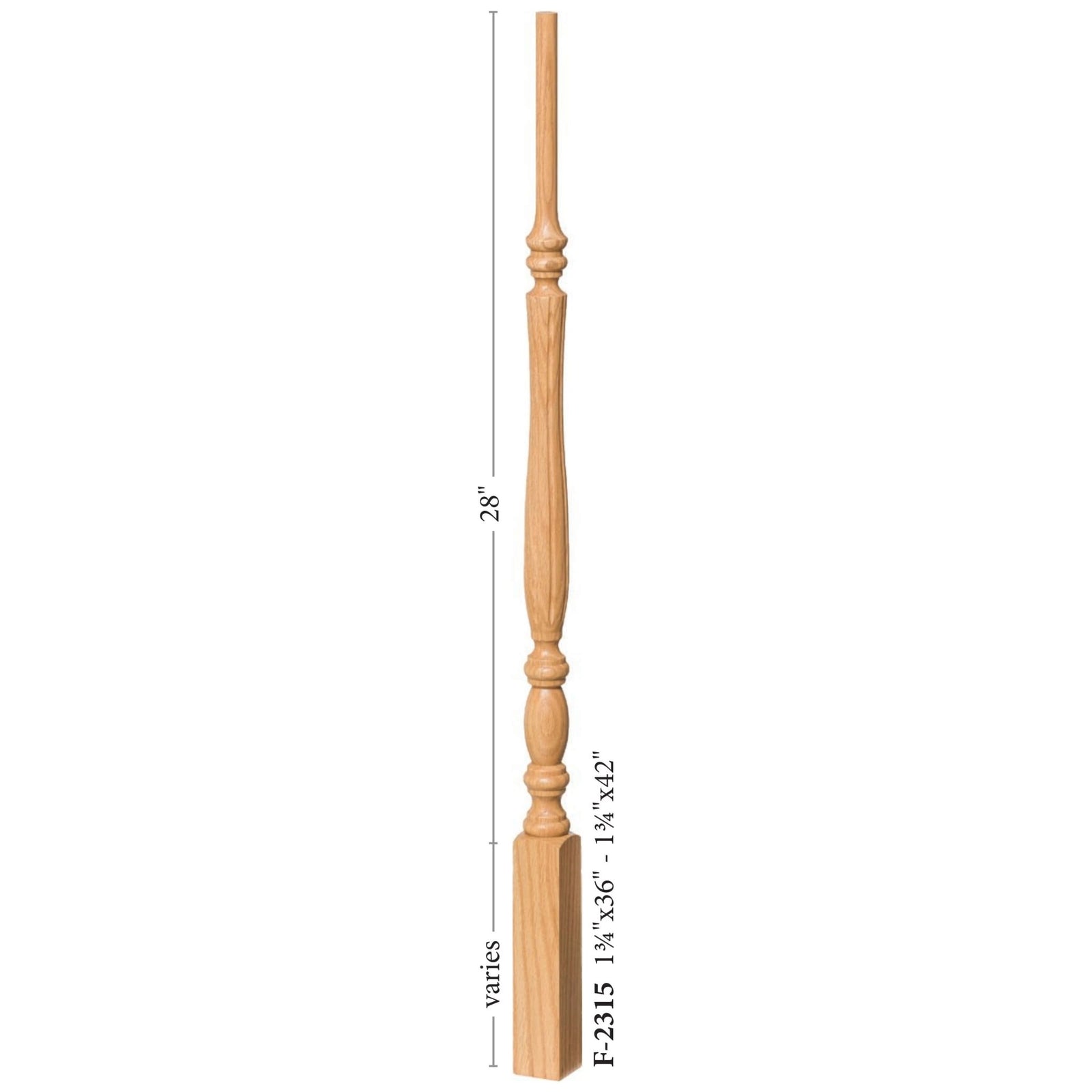 Utah 1 - 3/4" 2315 Elegant Rise Pin Top Baluster (Plain, Fluted, or Reeded) - Stair Parts USA