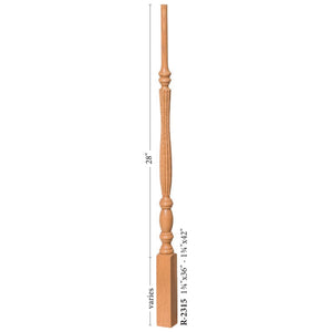 Utah 1 - 3/4" 2315 Elegant Rise Pin Top Baluster (Plain, Fluted, or Reeded) - Stair Parts USA