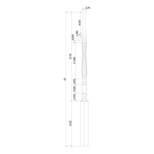 Utah 1 - 3/4" 2315 Elegant Rise Pin Top Baluster (Plain, Fluted, or Reeded) - Stair Parts USA