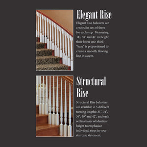 Utah 1 - 3/4" 5311 - 175 Elegant Rise Pin Top Baluster (Plain or Fluted) - Stair Parts USA