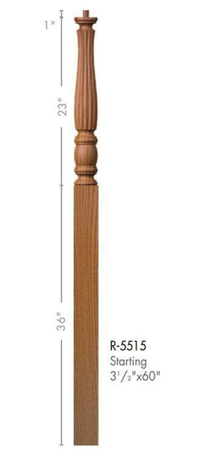 Utah 3 - 1/2" x 60" 5515 Pin Top Turned Newel - Stair Parts USA