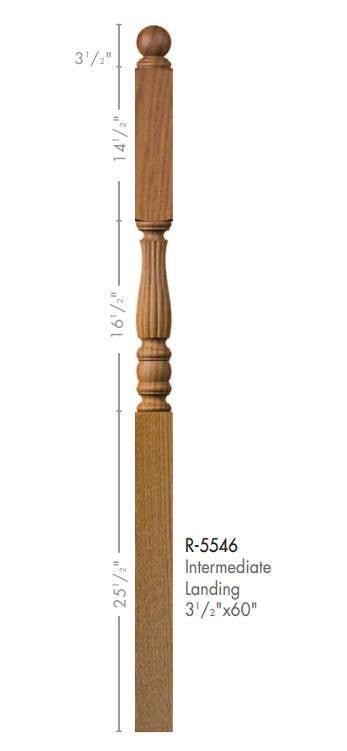 Utah 3 - 1/2" x 60" 5546 Long Block Turned Newel - Stair Parts USA
